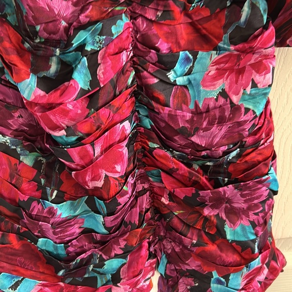 For Love & lemons pattern floral body on dress vneck summer flattering XS - Picture 6 of 7